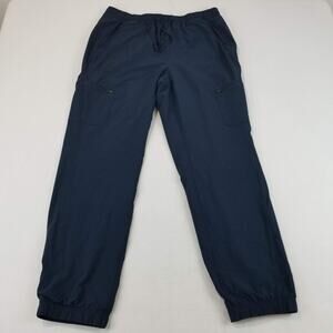 Eddie Bauer Pants Womens 12 Blue Polar Fleece Lined Jogger Cargo Zip Pockets